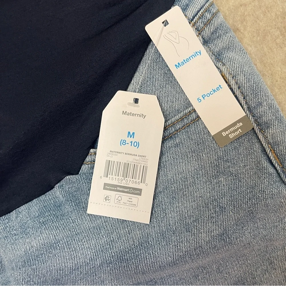 Time And Tru Maternity Blue Denim Jean Bermuda Shorts Womens size M(8-10) New
